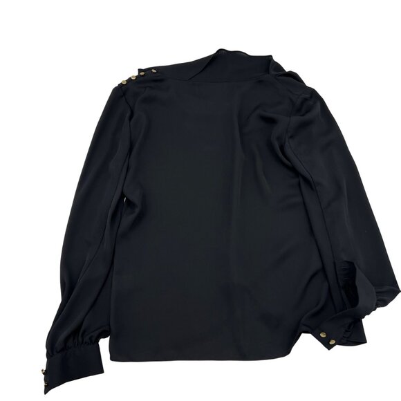 Amanda Uprichard Black Long Sleeve Overlap Hem Blouse Womens P Polyester - Picture 5 of 5